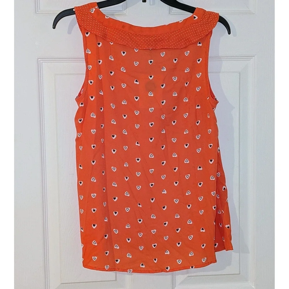 Disney x LC Lauren Conrad Minnie Rocks the Dots Heart‎ Print Ruffle Blouse S NWT